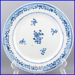 Chinese Porcelain Plate Blue White Peony Qing Dynasty Qianlong 1736 1795