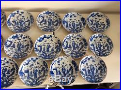 Chinese Qing Dynasty 20 Plates Dish / Blue and White / W16× H 2.4 cm