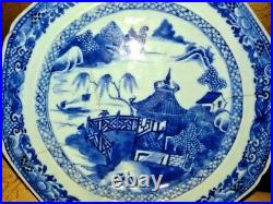 Chinese Warming Plate Blue White Export Canton Nanking Vintage Porcelain Rare