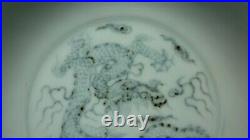 Chinese blue & white porcelain dragon dish possibly Ming dynasty 14th-17th C