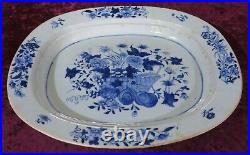Chinese export blue white vintage Georgian oriental antique meat plate platter