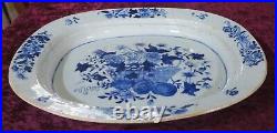 Chinese export blue white vintage Georgian oriental antique meat plate platter
