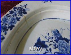 Chinese export blue white vintage Georgian oriental antique meat plate platter