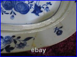 Chinese export blue white vintage Georgian oriental antique meat plate platter
