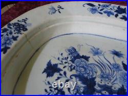 Chinese export blue white vintage Georgian oriental antique meat plate platter