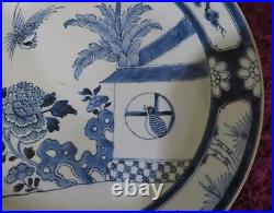 Chinese export blue white vintage Georgian oriental antique wall plate charger