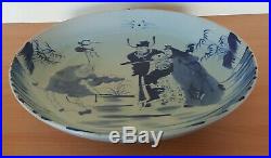 Chinese export blue white vintage Victorian oriental antique large plate charger