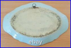 Chinese export blue & white vintage pre Victorian oriental antique oval dish