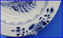 Chinese export blue white vintage pre Victorian oriental antique soup plate bowl