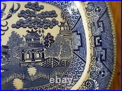 Christmas Thanksgiving Antique Huge Banqueting Willow Pattern Platter 20 x 16