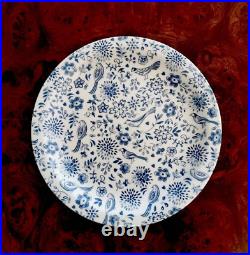 Churchill 4 x Large Dinner Plates Ø 25.5 cm Blue & White Bird Flower Pattern