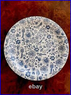Churchill 4 x Large Dinner Plates Ø 25.5 cm Blue & White Bird Flower Pattern