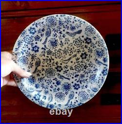 Churchill 4 x Large Dinner Plates Ø 25.5 cm Blue & White Bird Flower Pattern
