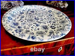 Churchill 4 x Small Dinner Side Plates Ø 23 cm Blue White Bird Flower Pattern