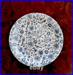 Churchill 4 x Small Dinner Side Plates Ø 23 cm Blue White Bird Flower Pattern