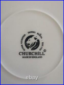Churchill 4 x Small Dinner Side Plates Ø 23 cm Blue White Bird Flower Pattern