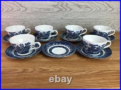 Churchill Blue Willow 21 Piece Set Including Teapot Cugar Bowl Cups & Saucers
