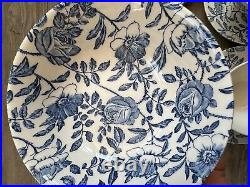 Churchill RARE Blue & White Peony Floral Plates Cup Saucer & Bowls 10 piece set