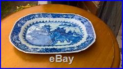 Circa 1750 Superb Qianlong Chinese Hand Painted Blue & White Porcelain Platter