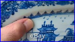 Circa 1750 Superb Qianlong Chinese Hand Painted Blue & White Porcelain Platter