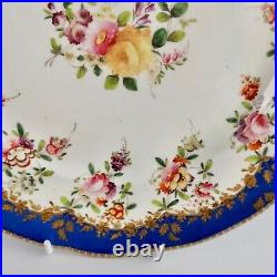 Coalport plate, royal blue with flower garlands, 1820-1825
