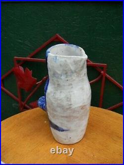 Coffee Pot And Saucers Brutalistes Ceramic Signed MJ Léonard 1963 White Blue
