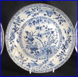 Collection Of 17 Antique Chinese Qianlong Blue & White Porcelain Plates
