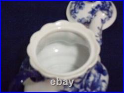 Cracker Barrel Torte Plate, Dish & Tea Pot Colbalt Blue & White Scalloped Edges