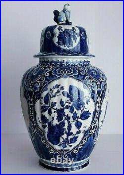 DELFT HUGE GINGER JAR LIDDED VASE 18.5 INCHES by BOCH ROYAL SPHINX HOLLAND