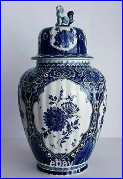 DELFT HUGE GINGER JAR LIDDED VASE 18.5 INCHES by BOCH ROYAL SPHINX HOLLAND