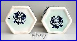 DELFT PAIR OF VASES PEACOCK DECOR by BOCH ROYAL SPHINX HOLLAND