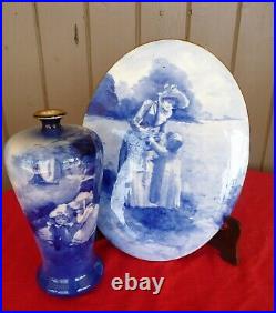 DOULTON BURSLEM England Blue Children Series Ware GIRLS WITH TINY WITCH Vase