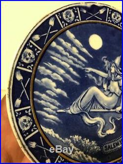 Daniel Low & Co Souvenir Blue & White 1692 Salem Witch Staffordshire Plate 6