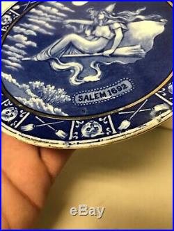 Daniel Low & Co Souvenir Blue & White 1692 Salem Witch Staffordshire Plate 6