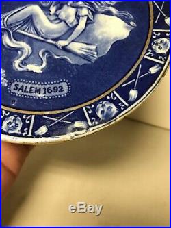 Daniel Low & Co Souvenir Blue & White 1692 Salem Witch Staffordshire Plate 6