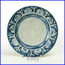 Dedham Pottery antique 6 blue white rabbit plate Maude Davenport arts & crafts