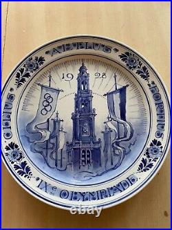 Delft 1929 Olympic Commemorative Blue And White Plate