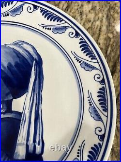 Delft Blue & White Plate Girl with a Pearl Earring Naar J. Vermeer Signed Back