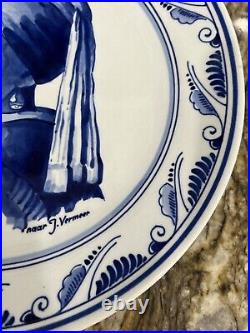 Delft Blue & White Plate Girl with a Pearl Earring Naar J. Vermeer Signed Back