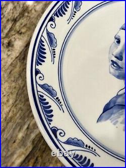 Delft Blue & White Plate Girl with a Pearl Earring Naar J. Vermeer Signed Back