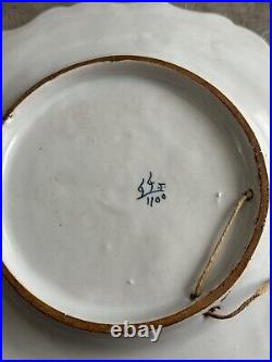 Delft Faience Blue & White Plate Windmill & Boats Hand painted. Signed