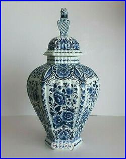 Delft Ginger Jar Lidded Vase 15.4inches Hand Painted Excellent