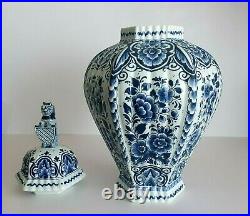 Delft Ginger Jar Lidded Vase 15.4inches Hand Painted Excellent