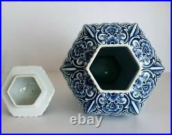 Delft Ginger Jar Lidded Vase 15.4inches Hand Painted Excellent