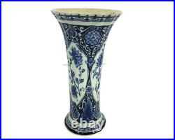 Delft Holland Blue White Porcelain Trumpet Vase Delft Marked Antique