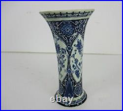 Delft Holland Blue White Porcelain Trumpet Vase Delft Marked Antique