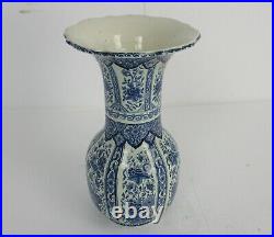Delft Holland Blue White Porcelain Trumpet Vase Delft Marked Royal Sphinx Vtg