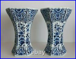 Delft Pair Of Chalice Vases Hand Painted Excellent Free Shipping