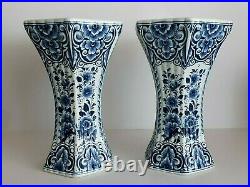 Delft Pair Of Chalice Vases Hand Painted Excellent Free Shipping