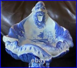 Delft Vintage Blue & White Griffin & Poseidon Rare Centerpiece Maritime Scene